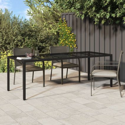 vidaXL Table de jardin Noir 250x100x75 cm Verre trempé et poly