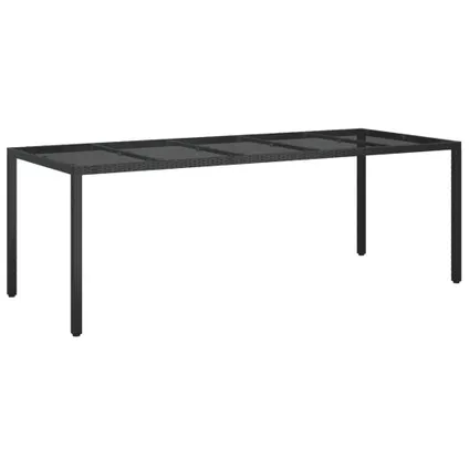 vidaXL Table de jardin Noir 250x100x75 cm Verre trempé et poly 3