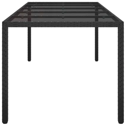 vidaXL Table de jardin Noir 250x100x75 cm Verre trempé et poly 4