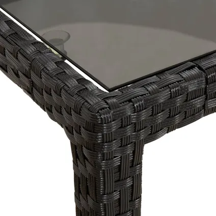 vidaXL Tuintafel 250x100x75 cm gehard glas en poly rattan zwart 5
