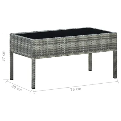 vidaXL Table de jardin Gris 75x40x37 cm Résine tressée 5