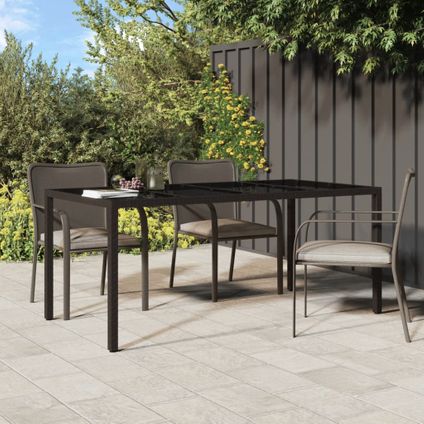 vidaXL Table de jardin Marron 190x90x75 cm Verre trempé/résine