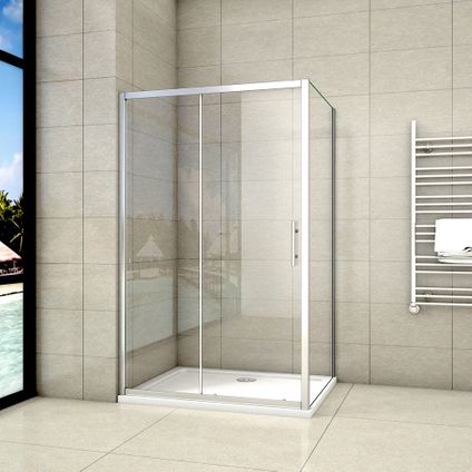 AICA porte de douche coulissante 110x90x190cm avec une paroi latérale SI11-90