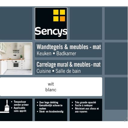 Sencys lak voor wandtegels & meubels, keuken & badkamer RAL7035 glans 750ml