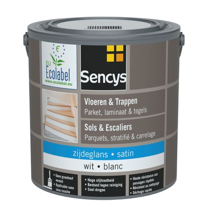 Sencys Hout- en tegelvloerverf wit satijn 2,5L