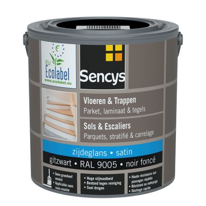 Sencys Hout- en tegelvloerverf RAL9005 satijn 2,5L