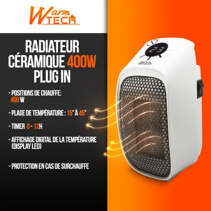 Chauffage céramique Plug in 400W - Warm Tech 2