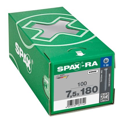 Vis pour ancrage fenêtres SPAX-RA T-Star Plus T30 filtage total Wirox Ø7,5x180mm 100 pièces