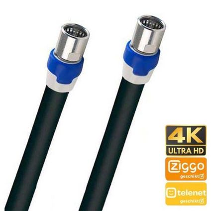 Câble coaxial compatible avec Telenet 25m Noir Connecteurs F à connecteurs F