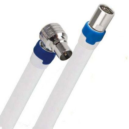 Câble coaxial - 30m - Blanc - Prises (m) coudées et (f) droites