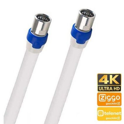 Câble coaxial compatible avec Telenet 20m Blanc Connecteurs F à connecteurs F