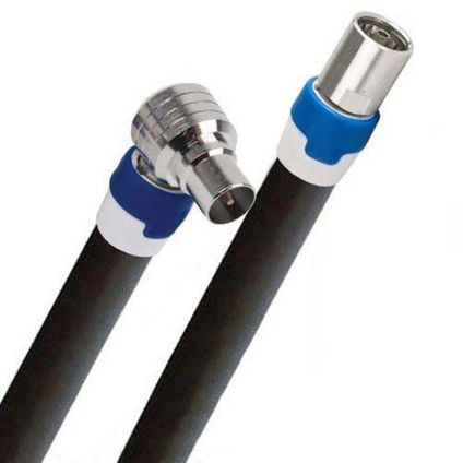 Câble coaxial - 5m - Noir - Prises (m) coudées et (f) droites