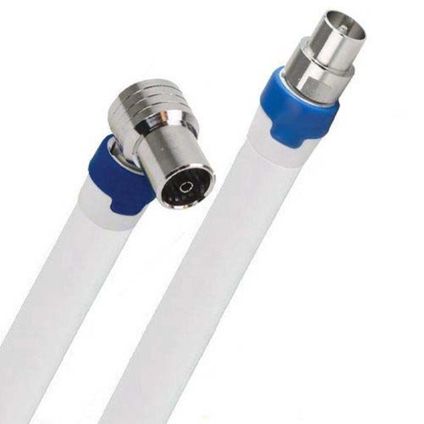 Câble coaxial - 30m - Blanc - Prises (m) droites et (f) coudées