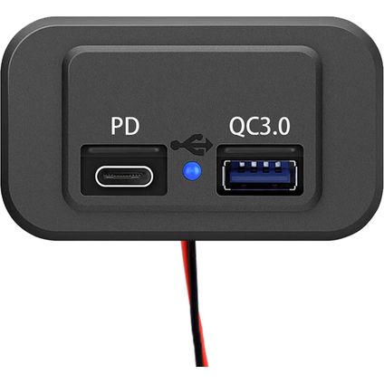 Prise USB/USB-C Fast Charge avec couvercle - Orbit Electronic - POUSB-4QC