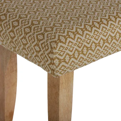 Banc banquette de lit moderne pieds en bois revêtement en tissu beige/gold 120cm 3