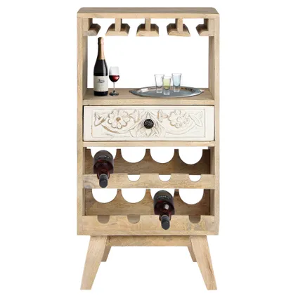Casier à vin armoire de bar avec étagére et tiroir 8 bouteilles 45x90x40 cm bois 8