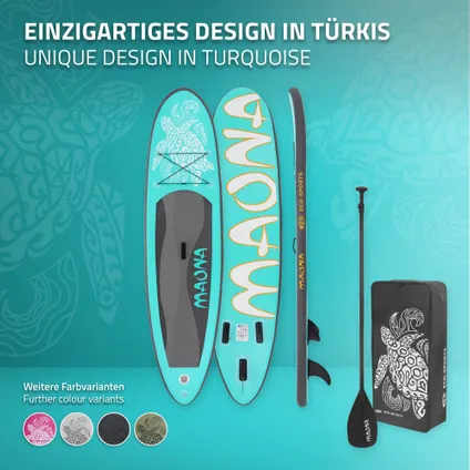 Stand Up Paddle Surfboard 308 x 76 x 10 cm Turquoise Maona 6