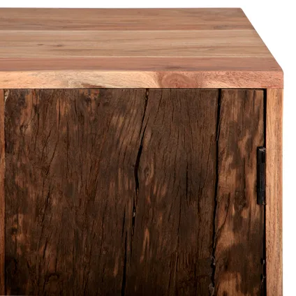Table console meuble TV commode style industriel bois massif 100 cm WOMO-DESIGN® 3