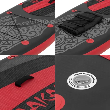 Planche de Surf ECD Germany Stand Up Paddle Board Gonflable Makani 320 x 82 x 15 cm Noir-Rouge 2