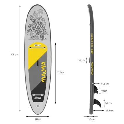 Stand Up Paddle Surfboard Grey Maona 8