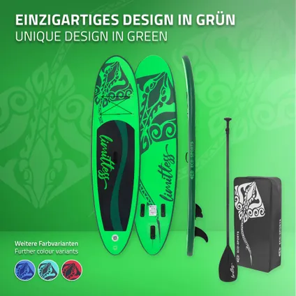 Stand up paddle board gonflable Limitless vert pompe á air pagaie 120kg 308cm 6