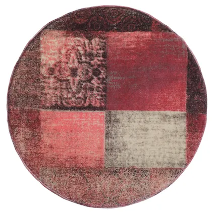 Tabouret rouge bois 38 x 36 cm répose-pieds en tissu ottomane pour intérieur 2