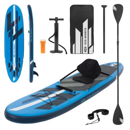 Surfboard stand up paddle SUP 120kg 320 cm gonflable bleu avec siège de kayak