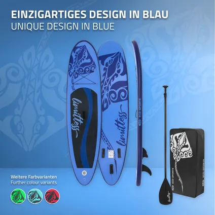 Stand up paddle board gonflable Limitless bleu pompe á air pagaie 120kg 308cm 6