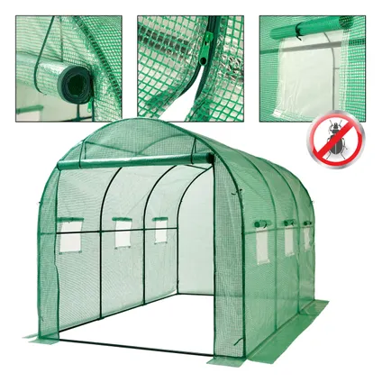 Serre de jardin tunnel surface 6m² cadre en acier 6 fenêtres 4