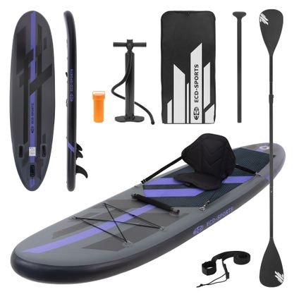 Planche de Surf ECD Germany Gonflable avec Siège de Kayak 320x82x15 cm Noir