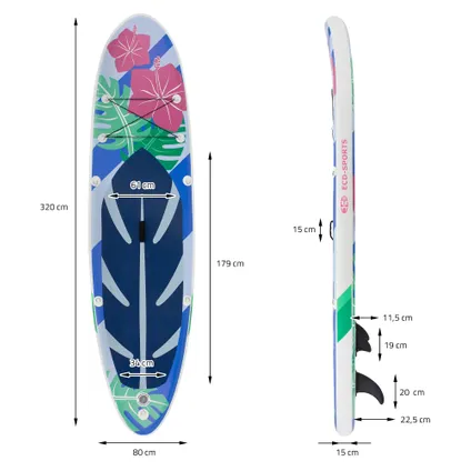 Planche de surf stand up paddle board SUP gonflable Flowers bleu/blanc 320 cm 9