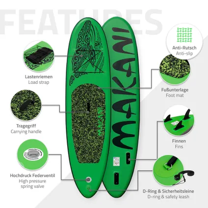Stand up paddle board SUP surfing Makani planche de surf gonflable vert 320cm 3