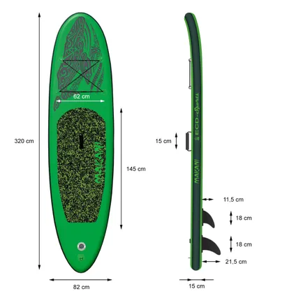Stand up paddle board SUP surfing Makani planche de surf gonflable vert 320cm 8