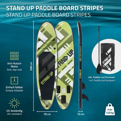 Opblaasbare Stand Up Paddle Board 308x78x10 cm Olijf gemaakt van PVC 2