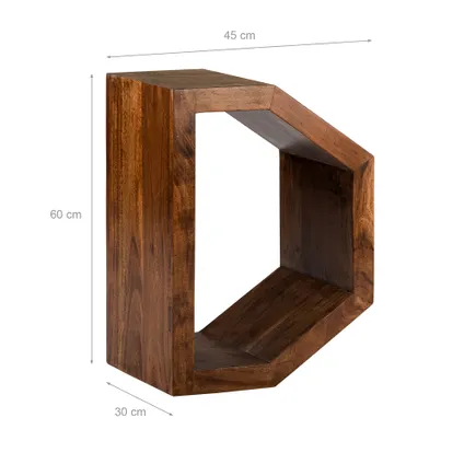 WOMO-DESIGN bijzettafel D-vorm bruin, 45x30x60 cm, gemaakt van massief acaciahout 4