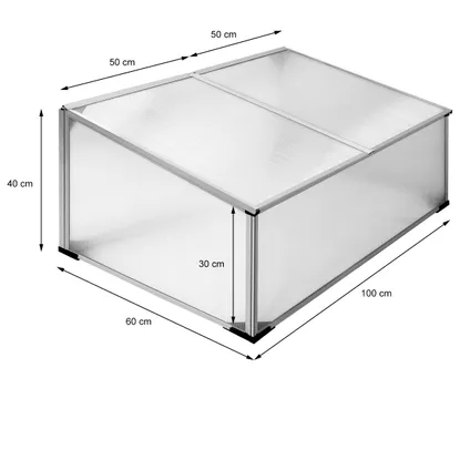 Koud frame 100x60x40 cm, met aluminium frame, gemaakt van polycarbonaat 7
