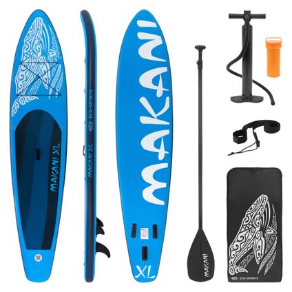 Stand up paddle board gonflable XXL bleu pompe à air pagaie aileron sac 380 cm