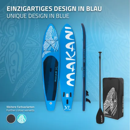 Stand up paddle board gonflable XXL bleu pompe à air pagaie aileron sac 380 cm 6