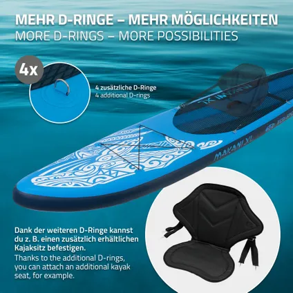 Stand up paddle board gonflable XXL bleu pompe à air pagaie aileron sac 380 cm 7