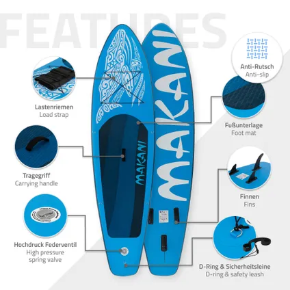 Stand Up Paddle Surfboard Blauw Makani 3