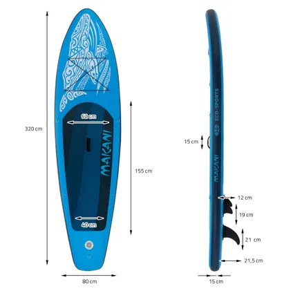 Stand Up Paddle Surfboard Blauw Makani 9