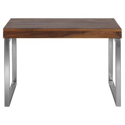 Table basse d'appoint pour salon en bois Sheesham et acier brun 60x40x60 cm