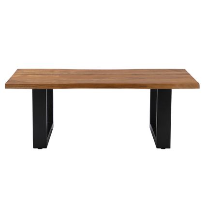 WOMO-DESIGN salontafel bruin/zwart, 110x60 cm, acaciahout met metalen frame