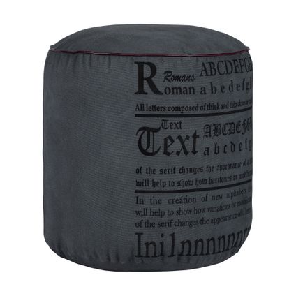 Pouf rond anthracite design St. Louis tabouret en toile/coton 42 cm WOMO-DESIGN®