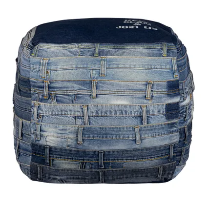 Ottoman tabouret pouf siège cube jeans coton bleu Pittsburgh 45 cm WOMO-DESIGN® 2