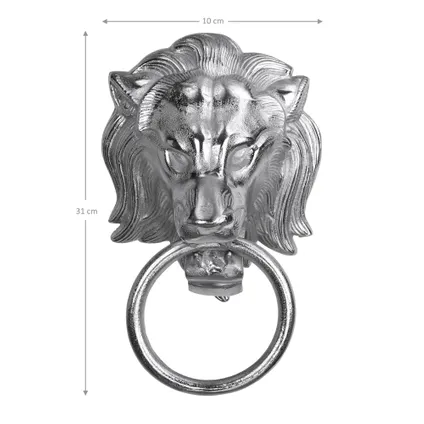WOMO-DESIGN handdoekhouder met leeuwenkop motief zilver, 10x31 cm 4