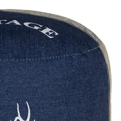 Tabouret pouf de siège bleu toile/jeans repose pieds coton Ø35x43cm WOMO-DESIGN® 3