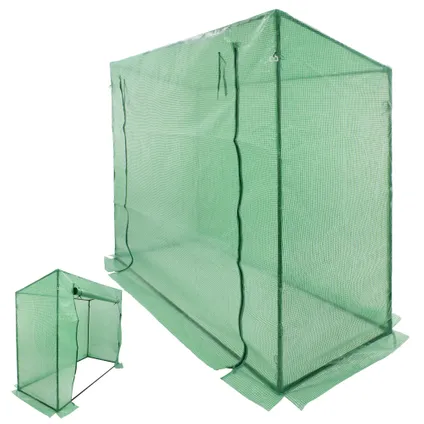 Foliekas met traliefolie en deur, groen, 200x79x168 cm 3
