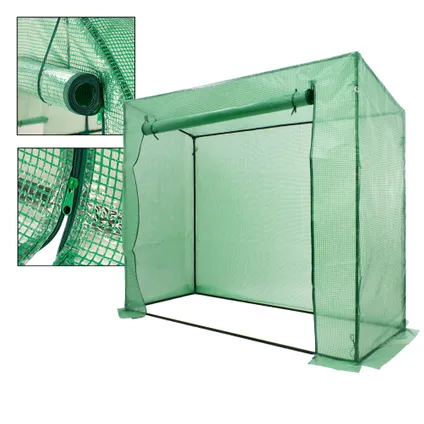 Foliekas met traliefolie en deur, groen, 200x79x168 cm 4