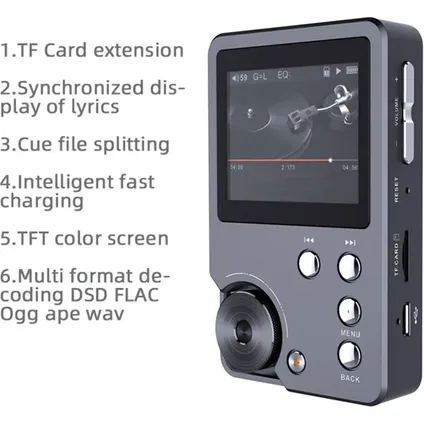 Lecteur MP3 Hifi Dac professionnel 32GB (max. 128GB) - Shmci - C2s - Noir 2